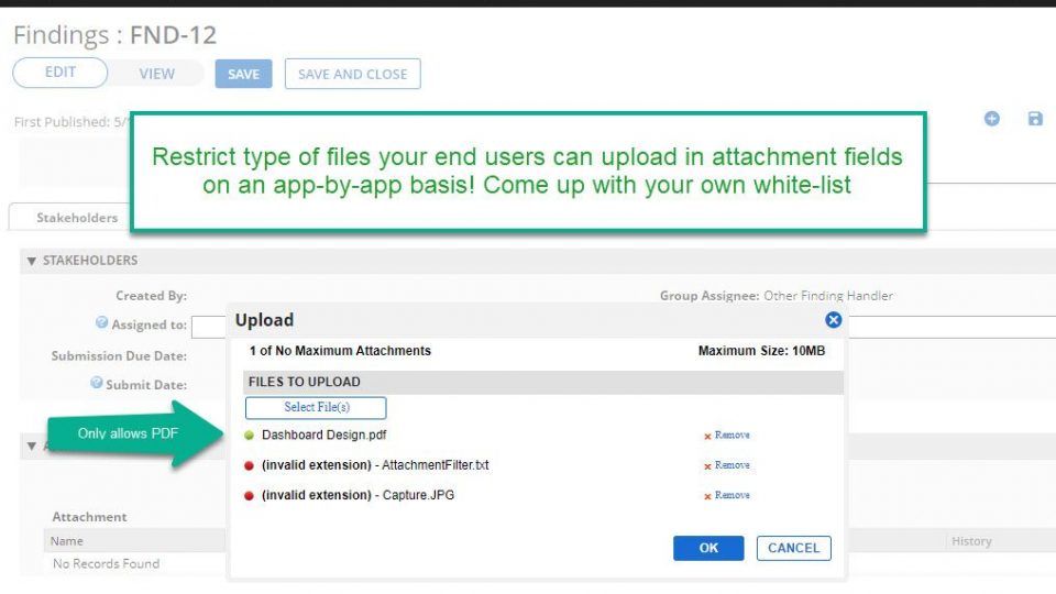 Attachment File Type Restrictor