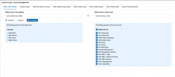 Admin Tools – Copy / Mirror User Groups